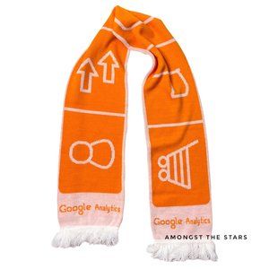 Google Analytics Orange & White Knit Fringe Scarf